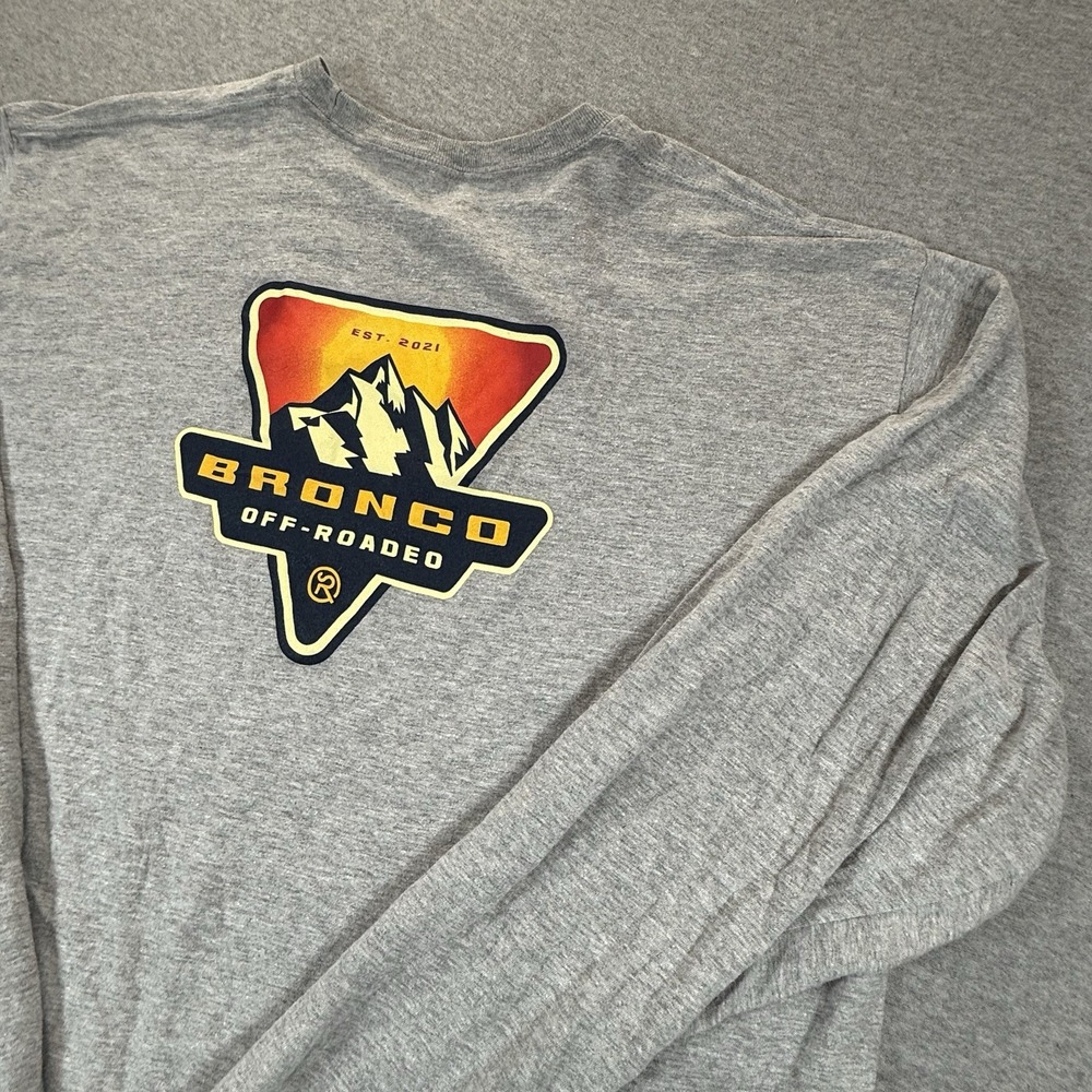 Ford Bronco Off-Roadeo Mens Gray Graphic Long Sleeve T-Shirt 2XL Big & Tall